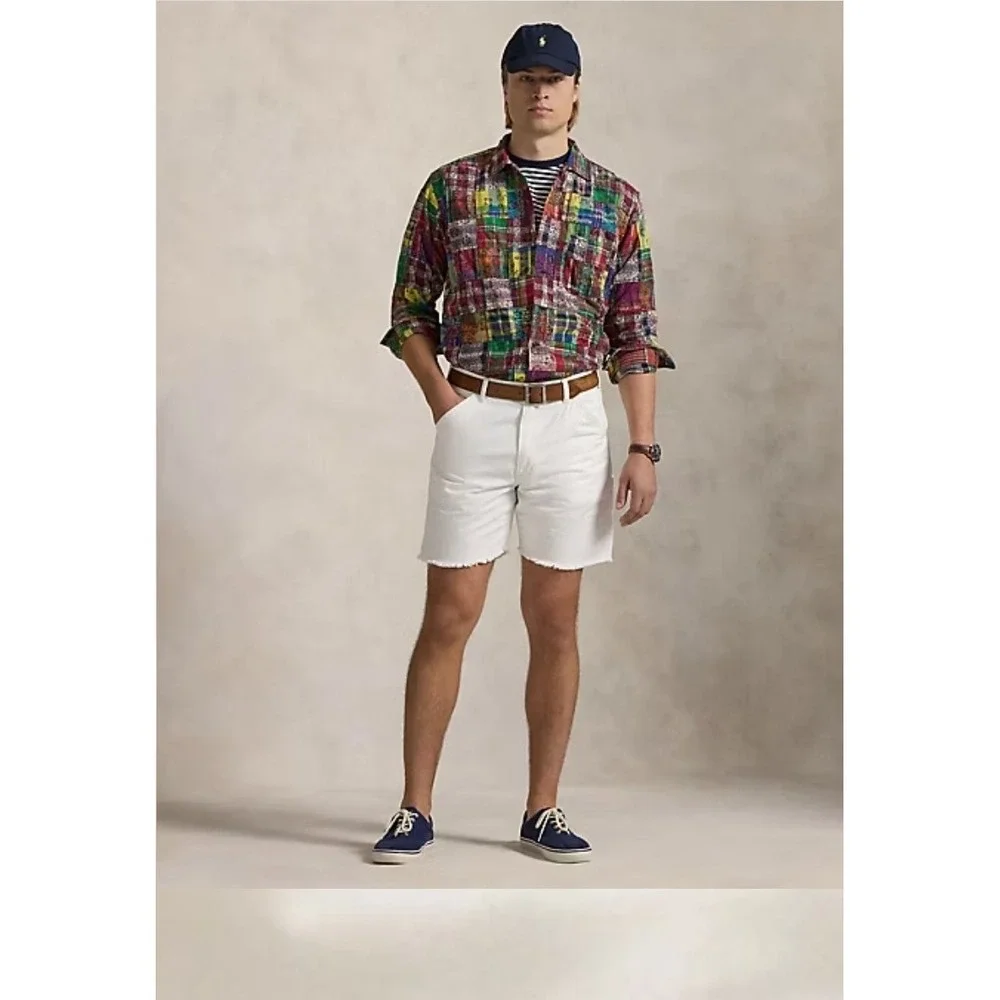 Polo Ralph Lauren Classic Fit Patchwork Madras Long Sleeve Button Down Shirt 5XB